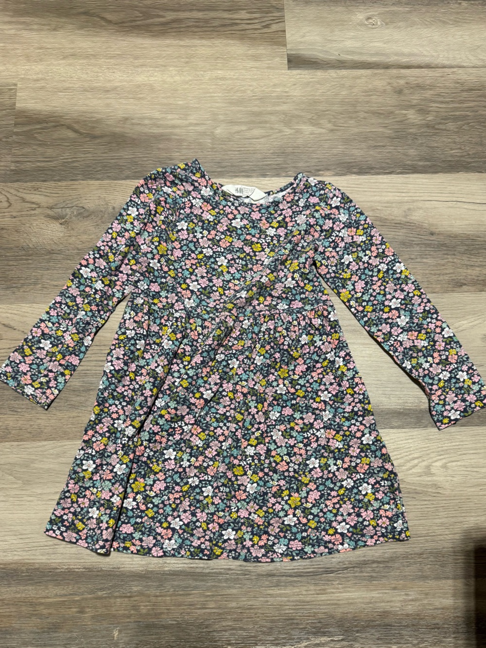 H&M Girls' Long Sleeve Floral Dress - Pink, Green & Yellow